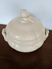 Soupière avec couvercle Digoin Sarreguemines faïence céramique ivoire grand modè