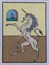 Handpainted Needlepoint Canvas Mystical Unicorn, 13 Ct