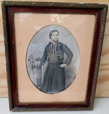ANCIEN CADRE PHOTO ZOUAVE SOLDAT DE L'INFANTERIE