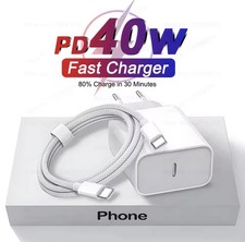 Chargeur Rapide Avec Câble USB-C Ou Lighting 40W Ou 20W PD – Pour Apple