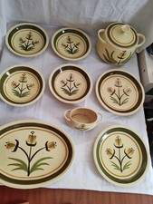 Partie De Service Longchamp Décor Floral Jaune Vert 1950/1970