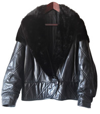 Veste cuir véritable et vison