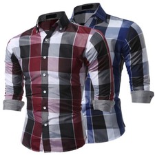 Hauts Chemise À Carreaux Blouse Automne T-Shirts Hommes T-Shirts À Manches /