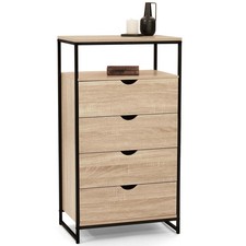 Chiffonnier 4 tiroirs DETROIT 60 cm commode design industriel avec étagère