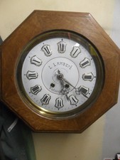 horloge oeil de boeuf bois, cadran cartouche, pendule, mouvement , mécanisme