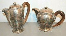 Cafetière et Théière Métal Argenté Poinçon BB Bouillet Bourdelle Poignée Bois