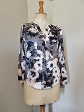 ONE STEP : SUPERBE BLOUSE FAUX CHEMISIER EN TROMPE L' OEIL SOYEUX FLEURI RENTRÉE