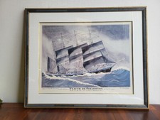 LITHOGRAPHIE ENCADREE BATEAU