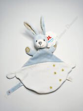 Doudou Plat/Mouchoir Lapin Blanc Bleu Étoiles Doré Or Sparkle Nicotoy Simba Toys