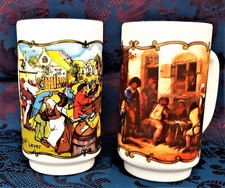 ARCOPAL * 2 CHOPES différentes bière LEVER diam 7,5x13cm ARC moyen âge PUB (A)