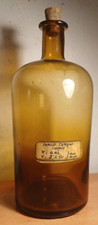 Flacon, Bouteille jaune, marron clair De Pharmacie époque Début 20 Eme