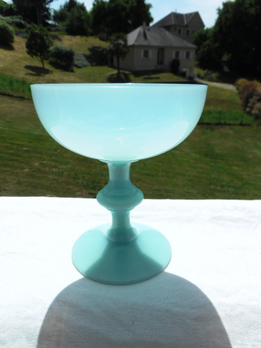 Ancienne coupe opaline bleu - opaline,