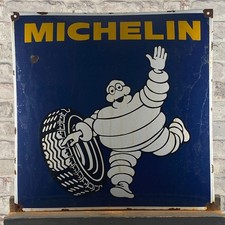 Plaque émaillée MICHELIN 19,7x19,7" (50x50cm) grande enseigne de garage pneu ...