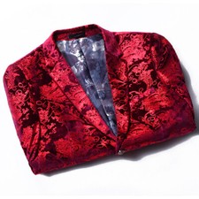 Hommes Baroque Bourre Velours Imprimé Métallique Suit Blazer Robe Veste Showman