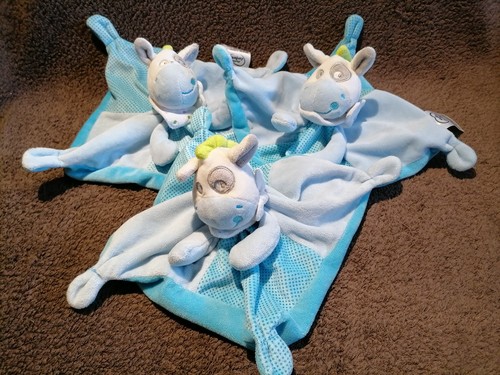 Doudou plat vache bleue pois