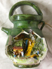 lampe poterie pichet crèche scène santons provençale en terre cuite