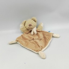 Doudou plat ours beige blanc