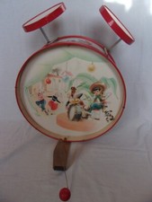 jouet ancien en tôle batterie percussion tambour décor enfant
