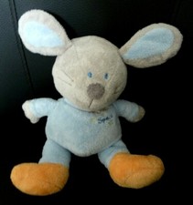 G4. DOUDOU PELUCHE PREMAMAN SOURIS GRIS BLEU ORANGE TRAVEL SPACE  EXC. ETAT