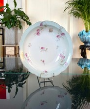 Plat de Service en Porcelaine Monogrammes - Bleu Rose Or - 19e siècle