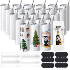 VEVOR Gobelet Thermo à Sublimation avec Paille 24PCs 59 cL Bouteille en Inox