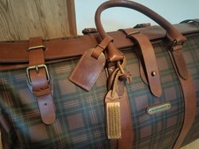 Grand sac de docteurs vintage Ralph Lauren marron à carreaux cuir Boston tartan