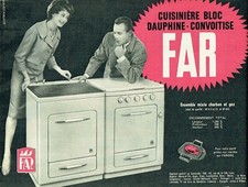 publicité Advertising 0521  1959  Far  cuisinière-bloc Dauphine-Convoitise mixte