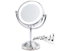 Miroir grossissant 5x à éclairage LED avec enceinte bluetooth - Ø 112 mm - Sich