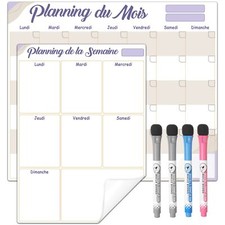 Calendrier Tableau Blanc Planning Mois et Semaine Auto Adhésif pour Mur Frigo...