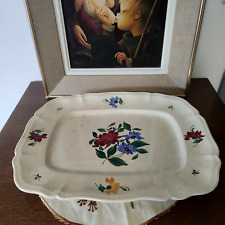 Grand plat rectangulaire Sarreguemines Ivoire/Crème décor floral