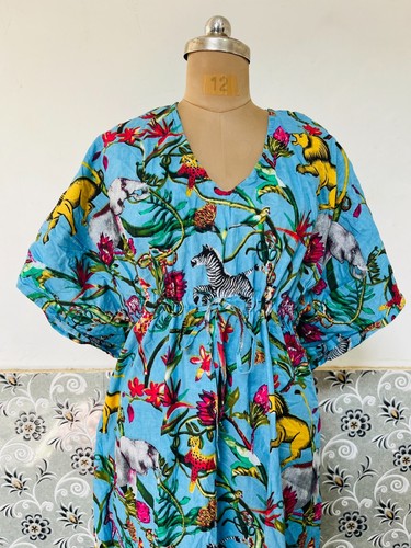 Inde turquoise floral kaftan - inde,