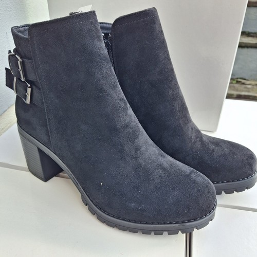 Bottines talon daim noir - bottines,