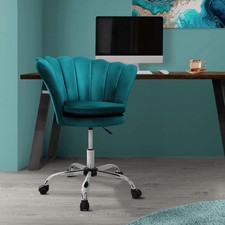 Fauteuil de bureau à roulettes bleu pétrole hauteur réglable chaise en velours