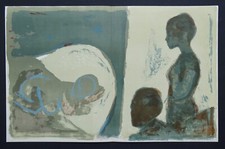 Lithographie originale XXe A identifier art contemporain moderne style Minaux