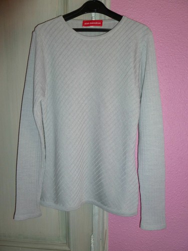 Pull fin cotelé gris - , neuf