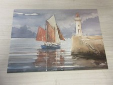CP CARTE POSTALE AQUARELLE Le BATEAU et le  PHARE - Vierge