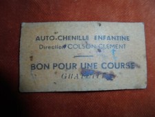 Auto-Chenille Enfantine COLSON-Clément Ticket manège art forain cirque en carton