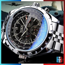 ✅ Montre Homme Jaragar 6905 Automatique Acier - Couleur Noir & Argent