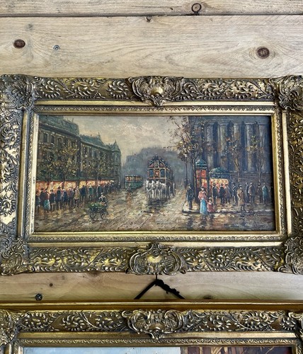 Huile toile encadrement doré - huile,