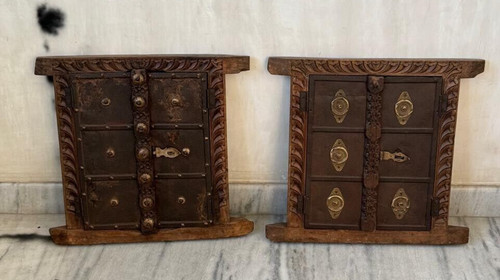 2pc ancien bois laiton - en,