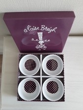 COFFRET de 4 BEAUX RAMEQUINS De Marque "À L'AISE BREIZH "  VIOLET et BLANC