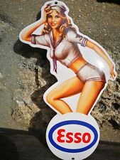 Plaque émaillée Garage Pin Up ESSO enamel sign no Bp Shell Antar Mobiloil Total