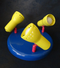 ancien plafonnier 3 spots lampe bleu jaune rouge design style Memphis rétro 90's
