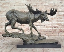 Art Déco Vie Sauvage Français Artiste Bugatti Élan Bronze Sculpture Fonte Statue