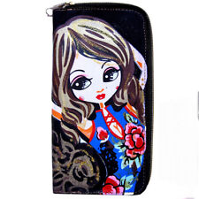 porte feuille monnaie femme manga robe chinoise bleu fleur rouge paillettes doré