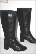 ERAM Bottes Cuir Daim Noir Lanières T 41 TBE