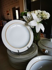 Lot de 6 assiettes creuses en porcelaine vert céladon Vignaud Limoges