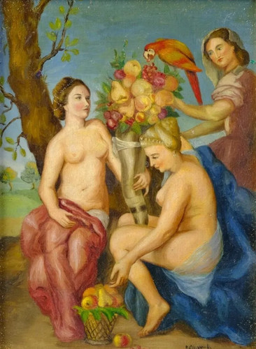 Tableau ancien huile portrait - huile,
