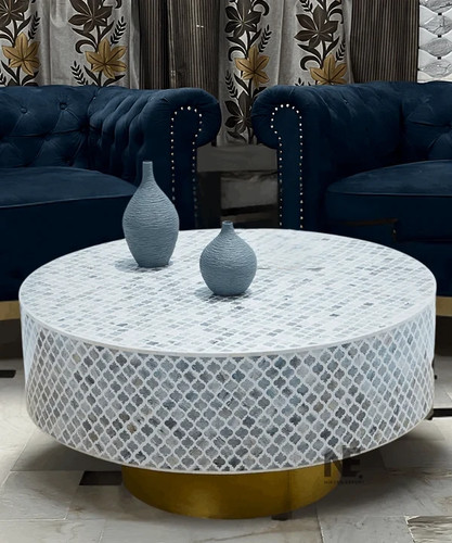 Floral bone inlay round - bone,