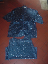 Ensemble peignoir + nuisette femme T 40/42  satin bleu ici et maintenant occasio